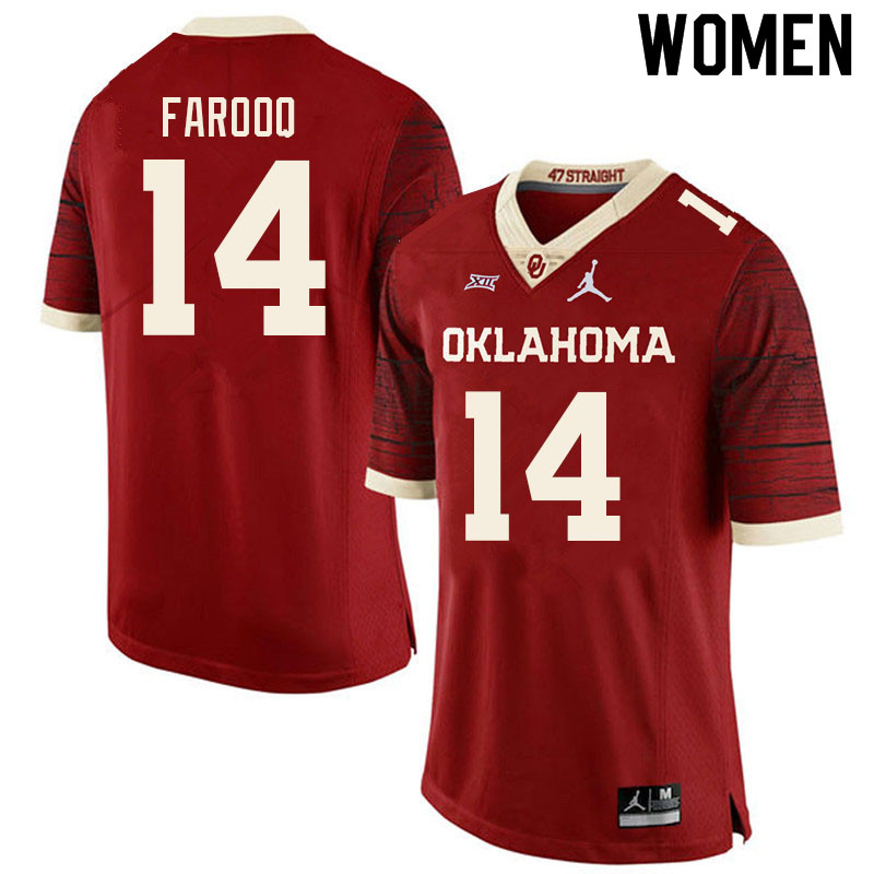 Women #14 Jalil Farooq Oklahoma Sooners College Football Jerseys Sale-Retro - Click Image to Close